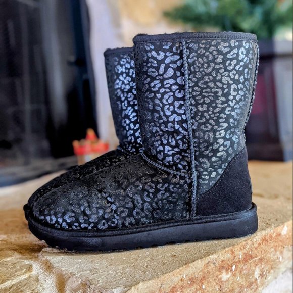 UGG Women's Black Snow Leopard Boots - Picture 3 of 4